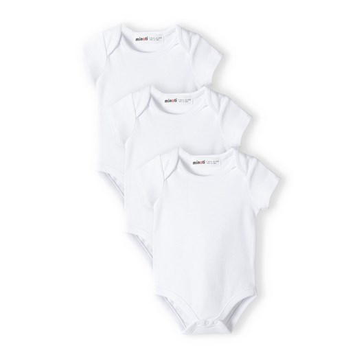 Białe body bawełniane niemowlęce 3-pak z krótkim rękawem Minoti 50 5.10.15