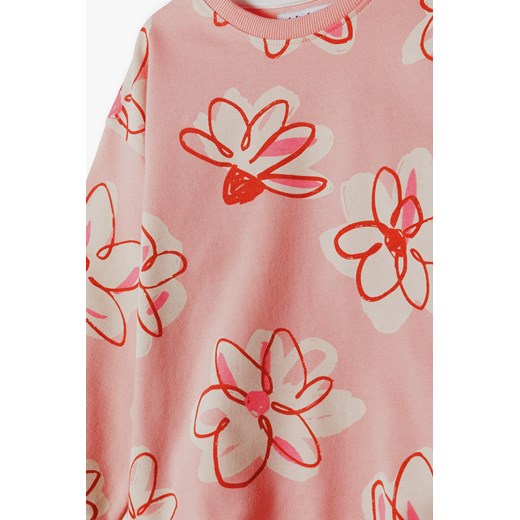 Bluza dresowa dziewczęca - różowa w kwiatki 5.10.15. 122 5.10.15