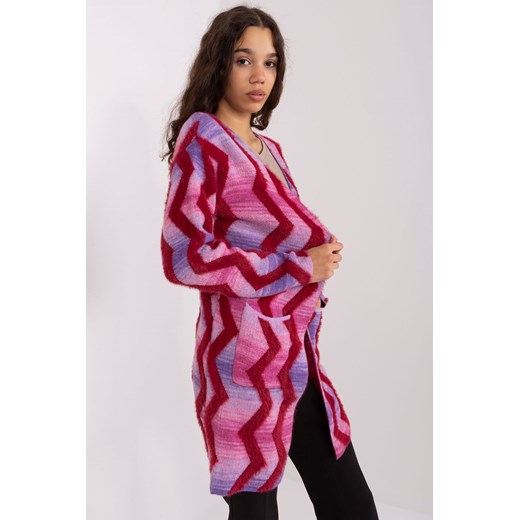 Różowy kardigan w geometryczne wzory ze sklepu 5.10.15 w kategorii Swetry damskie - zdjęcie 169705445