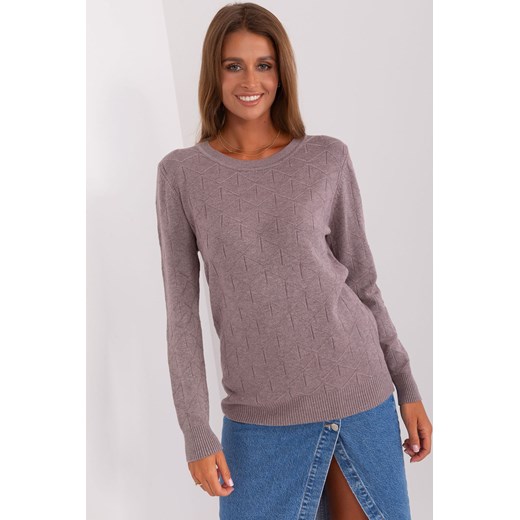 Brudnofioletowy sweter damski klasyczny z bawełnaą ze sklepu 5.10.15 w kategorii Swetry damskie - zdjęcie 169705585