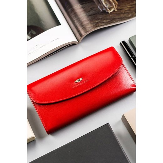 Elegancki, duży portfel damski czerwony ze skóry naturalnej — Peterson ze sklepu 5.10.15 w kategorii Portfele damskie - zdjęcie 169705609