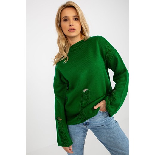 Zielony
damski sweter oversize z dziurami Badu one size promocja 5.10.15