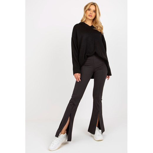 Czarne prążkowane 
legginsy z rozcięciami- rozmiar S ze sklepu 5.10.15 w kategorii Spodnie damskie - zdjęcie 169705838