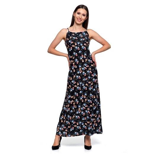 Sukienka damska czarna w kwiaty na ramiączka - maxi ze sklepu 5.10.15 w kategorii Sukienki - zdjęcie 169706255