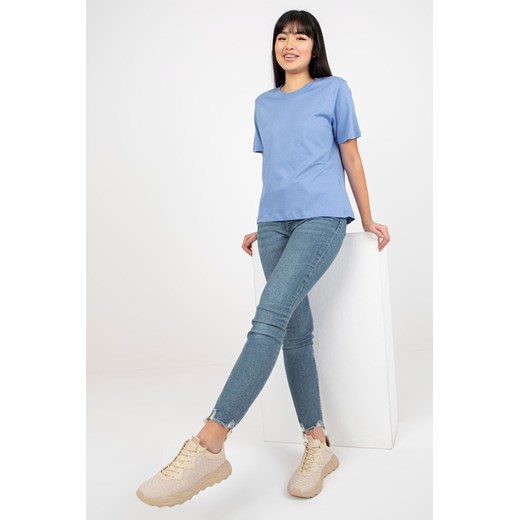 Ciemnoniebieski klasyczny t-shirt jednokolorowy MAYFLIES ze sklepu 5.10.15 w kategorii Bluzki damskie - zdjęcie 169706375