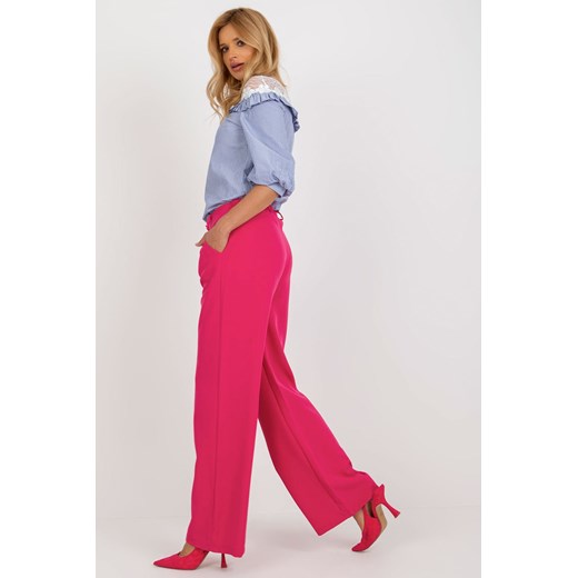 Ciemnoróżowe szerokie spodnie z materiału typu szwedy Italy Moda XL 5.10.15