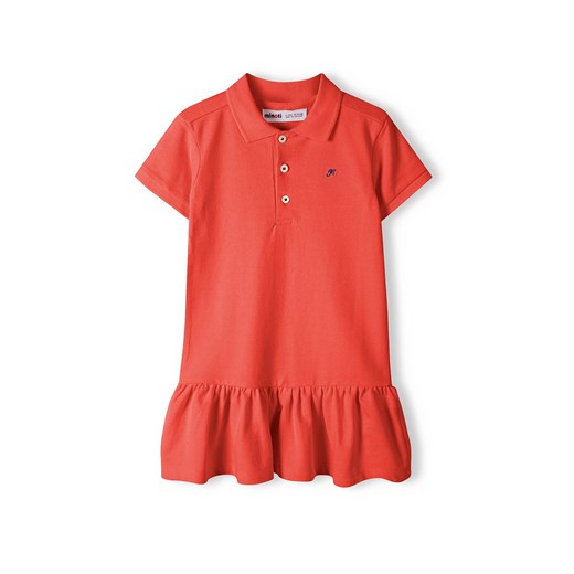 Czerwona sukienka polo z krókim rękawem dla dziewczynki ze sklepu 5.10.15 w kategorii Sukienki dziewczęce - zdjęcie 169707067