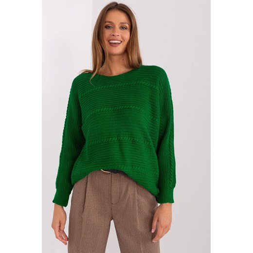 Sweter damski klasyczny z długim rękawem zielony ze sklepu 5.10.15 w kategorii Swetry damskie - zdjęcie 169707068