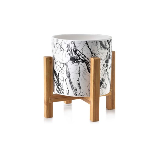 AVA Doniczka ceramiczna na drewnianym stojaku ze sklepu 5.10.15 w kategorii Doniczki i osłonki - zdjęcie 169707109