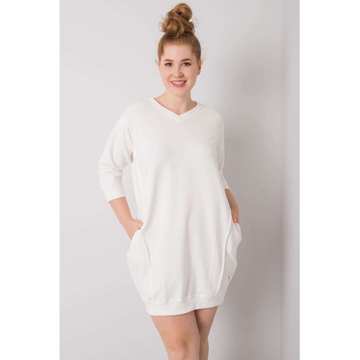 Ecru bawełniana sukienka damska plus size Karissa ze sklepu 5.10.15 w kategorii Sukienki - zdjęcie 169707407