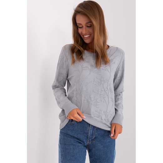 Szary damski sweter damski klasyczny ze ściągaczami ze sklepu 5.10.15 w kategorii Swetry damskie - zdjęcie 169707629