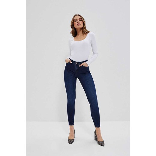 Granatowe spodnie jeansowe damskie push up ze sklepu 5.10.15 w kategorii Jeansy damskie - zdjęcie 169707659