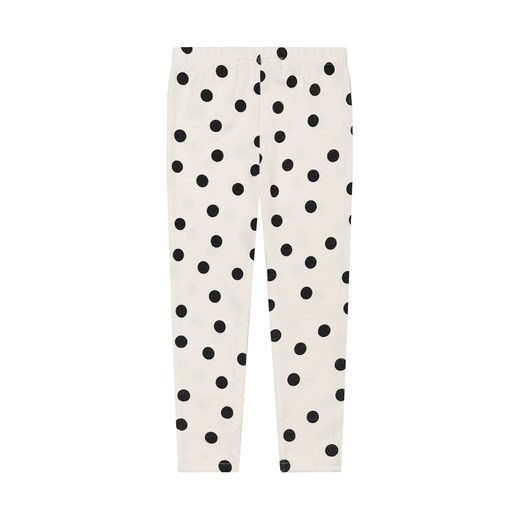 Kremowe legginsy dla dziewczynki w kropki ze sklepu 5.10.15 w kategorii Spodnie dziewczęce - zdjęcie 169707667