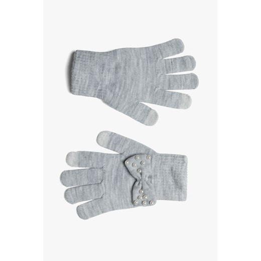 Rękawiczki dziewczęce na zimę - szare z kokardką 5.10.15. 98/104 5.10.15