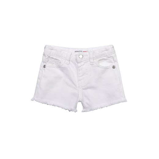 Jeansowe szorty z dekoracyjnym wykończeniem nogawek dziewczęce - białe Minoti 122/128 promocja 5.10.15