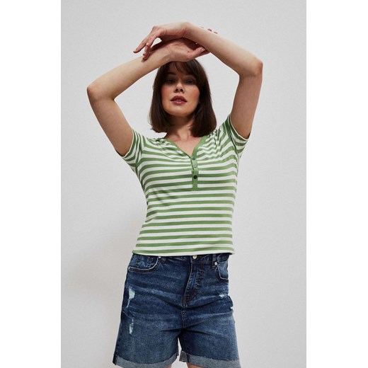 T-shirt damski w paski zielono białe ze sklepu 5.10.15 w kategorii Bluzki damskie - zdjęcie 169707997