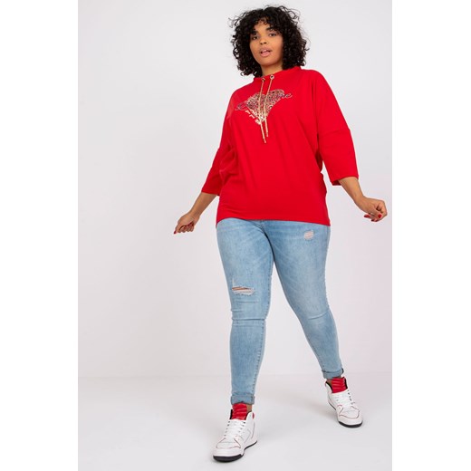 Czerwona bluzka plus size z aplikacją Aileen ze sklepu 5.10.15 w kategorii Bluzki damskie - zdjęcie 169708135
