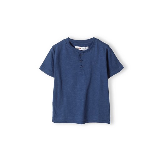 Niebieski t-shirt bawełniany basic dla niemowlaka z guzikami ze sklepu 5.10.15 w kategorii Koszulki niemowlęce - zdjęcie 169708245