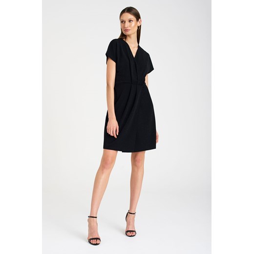 Czarna krótka sukienka z dekoltem V Greenpoint 34 promocyjna cena 5.10.15