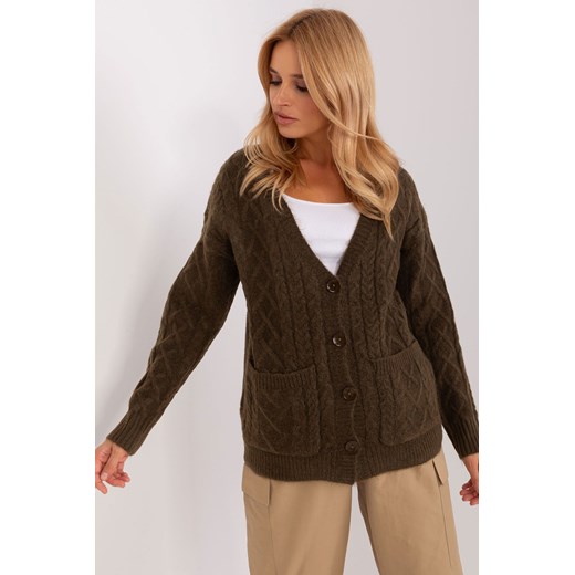 Khaki sweter dzianinowy na guziki ze sklepu 5.10.15 w kategorii Swetry damskie - zdjęcie 169708537