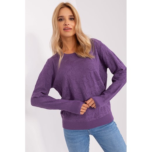 fioletowy sweter damski klasyczny ze ściągaczami ze sklepu 5.10.15 w kategorii Swetry damskie - zdjęcie 169708847