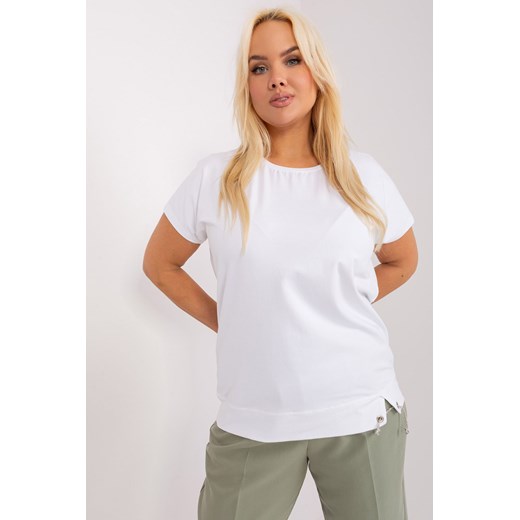 Biała damska bluzka plus size z krótkim rękawem ze sklepu 5.10.15 w kategorii Bluzki damskie - zdjęcie 169708957