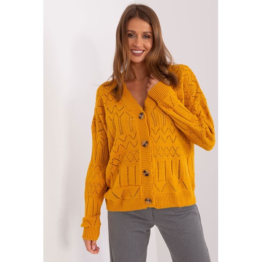 Damski sweter rozpinany z wełną ciemny żółty ze sklepu 5.10.15 w kategorii Swetry damskie - zdjęcie 169709075
