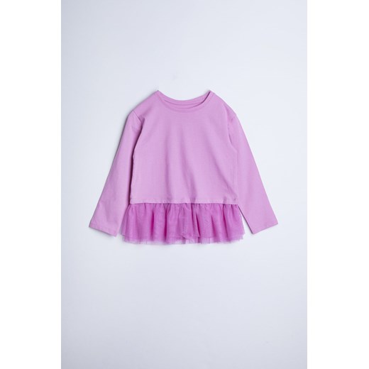 Różowa bluzka dziewczęca z tiulową falbanką - Limited Edition ze sklepu 5.10.15 w kategorii Bluzki dziewczęce - zdjęcie 169709096