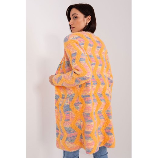 Damski kardigan z kieszeniami pomarańczowy Wool Fashion Italia one size 5.10.15
