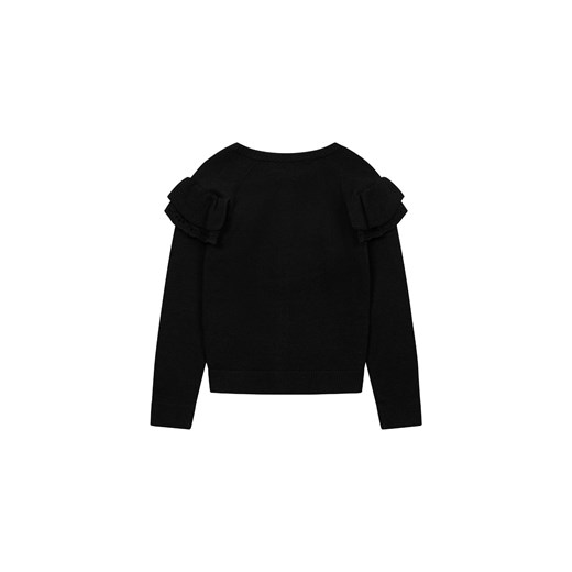 Czarny sweter dziewczęcy rozpinany z haftem Minoti 86/92 5.10.15