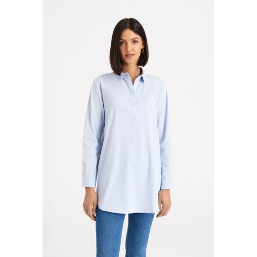 Tunika damska koszulowa niebieska z długim rękawem ze sklepu 5.10.15 w kategorii Bluzki damskie - zdjęcie 169709866