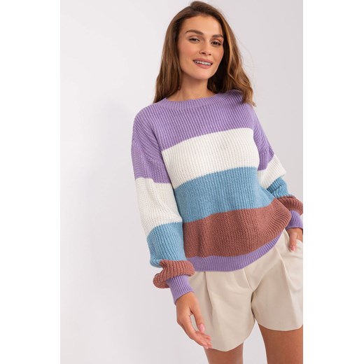 Fioletowo-niebieski sweter oversize w paski ze sklepu 5.10.15 w kategorii Swetry damskie - zdjęcie 169709987