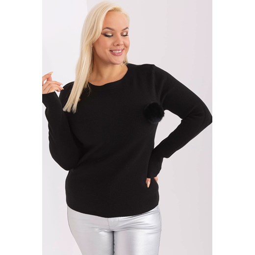 Casualowy sweter plus size z dzianiny czarny ze sklepu 5.10.15 w kategorii Swetry damskie - zdjęcie 169710106