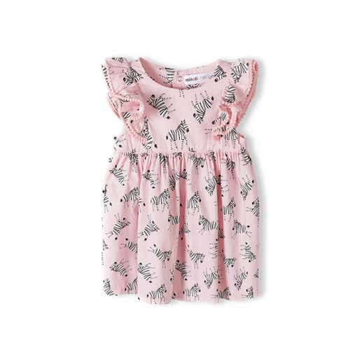 Różowa sukienka bawełniana z krótkim rękawem ze sklepu 5.10.15 w kategorii Sukienki niemowlęce - zdjęcie 169710458