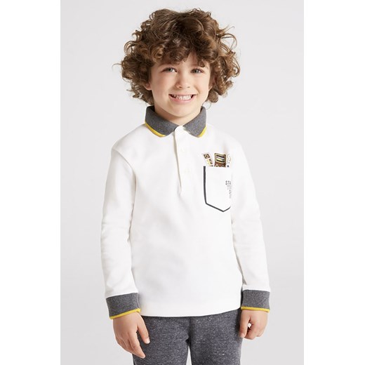 Bluzka chłopięca z kołnierzykiem - kremowa ze sklepu 5.10.15 w kategorii T-shirty chłopięce - zdjęcie 169710708