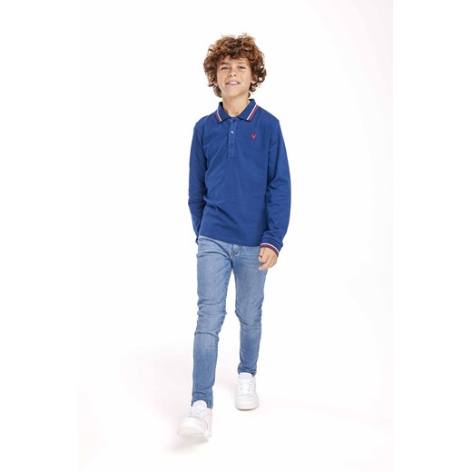 Niebieska bluzka polo chłopięca z długim rękawem ze sklepu 5.10.15 w kategorii T-shirty chłopięce - zdjęcie 169710968