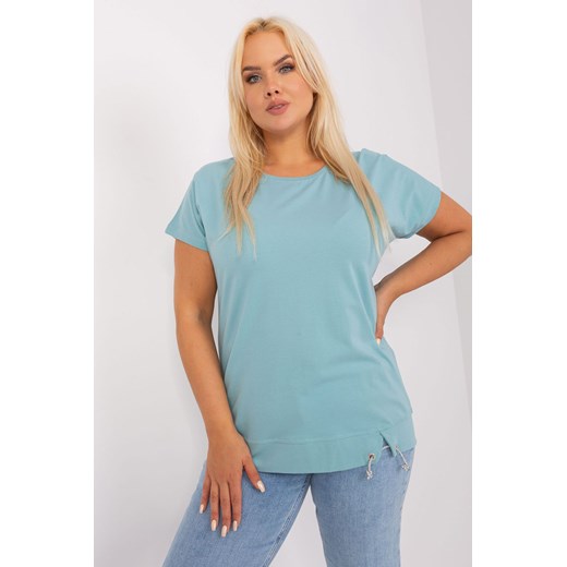 Pistacjowa bluzka plus size z krótkim rękawem ze sklepu 5.10.15 w kategorii Bluzki damskie - zdjęcie 169711036