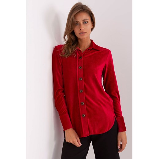 Bordowa sztruksowa koszula z guzikami ze sklepu 5.10.15 w kategorii Koszule damskie - zdjęcie 169711657