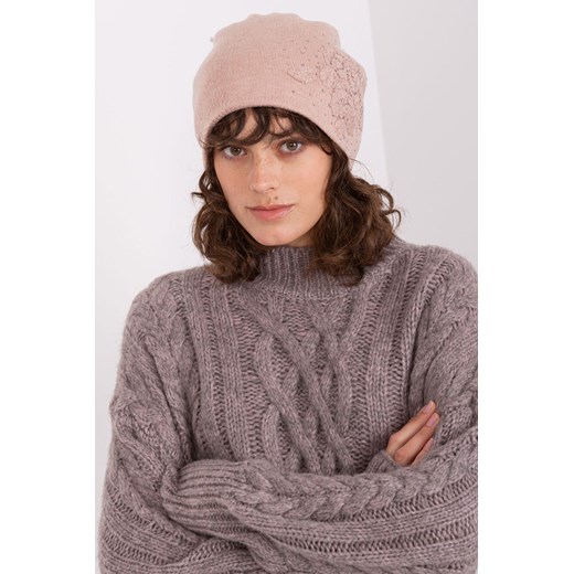 Brudnoróżowa czapka z kaszmirem ze sklepu 5.10.15 w kategorii Czapki zimowe damskie - zdjęcie 169711667