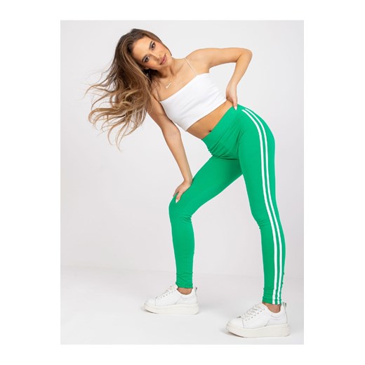 Leginsy sportowe z lampasem - zielone ze sklepu 5.10.15 w kategorii Spodnie damskie - zdjęcie 169711688