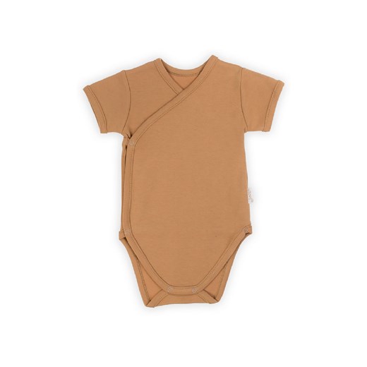 Beżowe body kopertowe z krókim rękawem z bawełny ze sklepu 5.10.15 w kategorii Body niemowlęce - zdjęcie 169711706