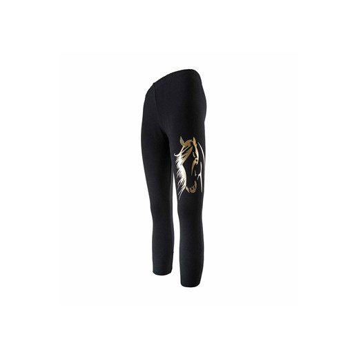 Dziewczęce legginsy czarne ze złotym koniem ocieplane ze sklepu 5.10.15 w kategorii Spodnie dziewczęce - zdjęcie 169711885