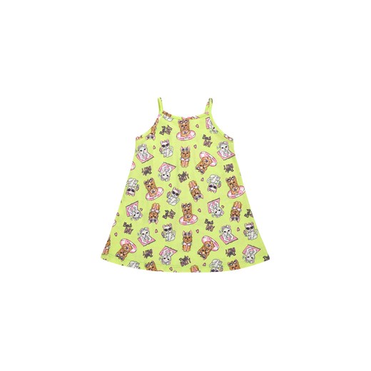 Limonkowa bawełniana sukienka niemowlęca na ramiączka Bee Loop 74 5.10.15