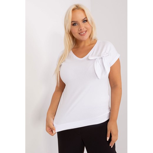 Biała damska bluzka plus size z dekoltem V ze sklepu 5.10.15 w kategorii Bluzki damskie - zdjęcie 169711975