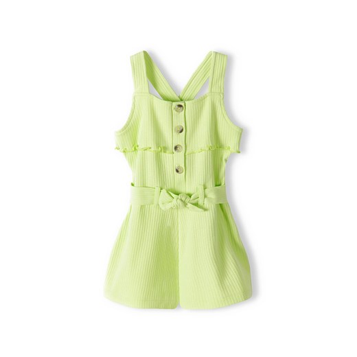 Zielony kombinezon dziewczęcy bawełniany w prążki ze sklepu 5.10.15 w kategorii Kombinezony dziewczęce - zdjęcie 169712019