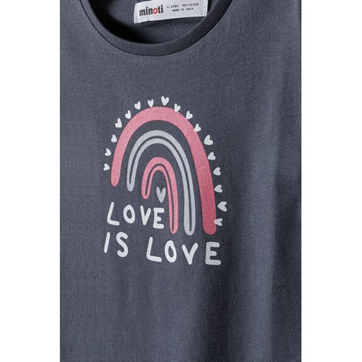 Granatowa koszulka dziewczęca z bawełny- Love is love Minoti 122/128 5.10.15