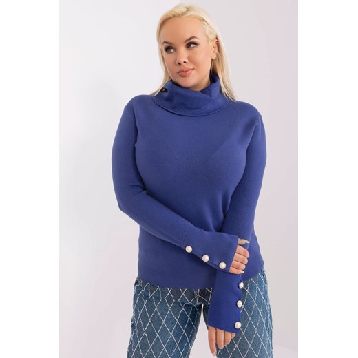 Gładki sweter plus size z golfem ciemny niebieski ze sklepu 5.10.15 w kategorii Swetry damskie - zdjęcie 169712145