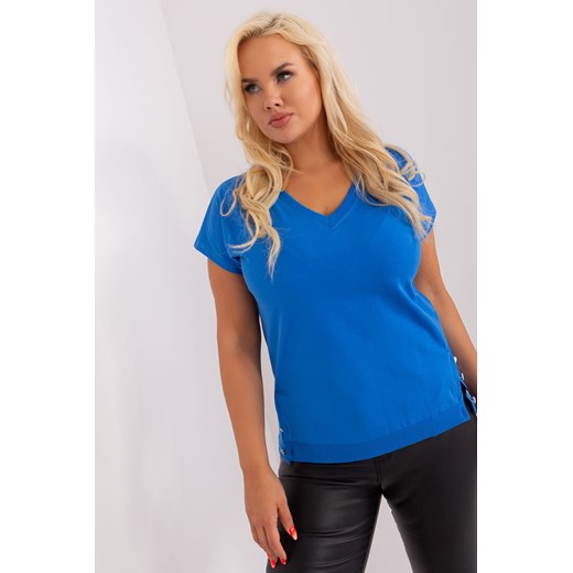 Ciemnoniebieska bluzka plus size z guzikami ze sklepu 5.10.15 w kategorii Bluzki damskie - zdjęcie 169712309