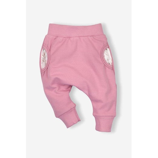 Spodnie niemowlęce z bawełny organicznej dla dziewczynki różowe Nini 86 5.10.15