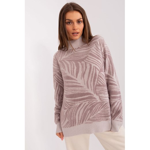 Jasnofioletowy sweter damski z golfem o kroju oversize ze sklepu 5.10.15 w kategorii Swetry damskie - zdjęcie 169712575